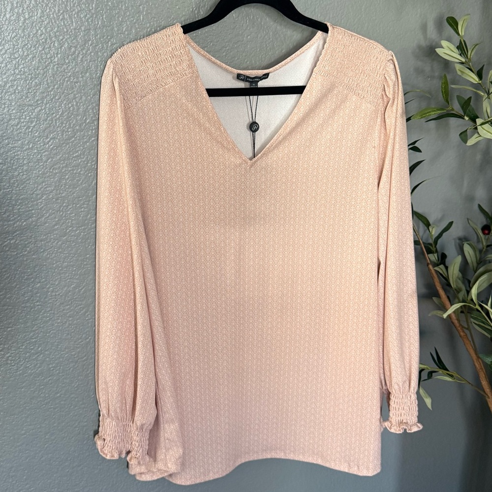 Adrianna Papell Blush V-Neck Blouse